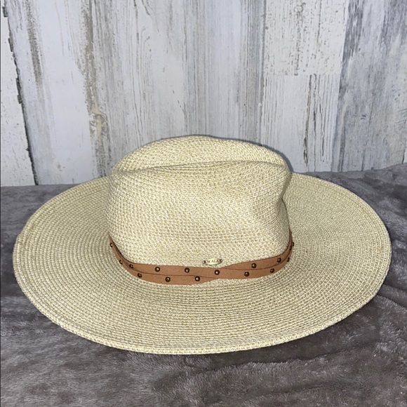 0516 Scala Wide Brim Studded Band Safari Straw Hat - Picture 3 of 8